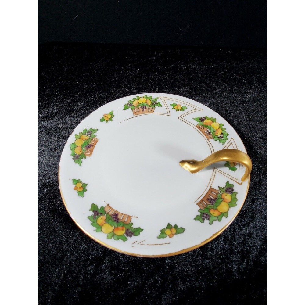 NAPPY Handled dish Made In Bavaria 7" hand painted Peaches Blueberries vintage
